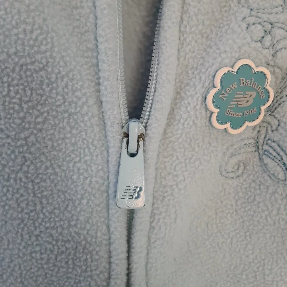 New Balance Girl's Size 6 Blue Floral Full Zip‎ Fleece Jacket